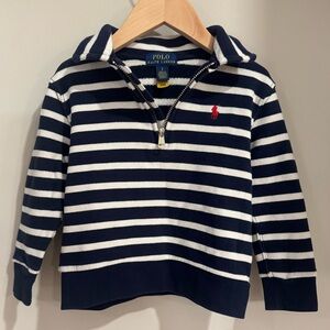 Boys size 3 Ralph Lauren navy and white striped quarter zip